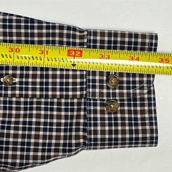 Brooks Brothers Sz Mens M Non-Iron Supima Brown Plaid Button-Down Long-Sleeve - Picture 7 of 10